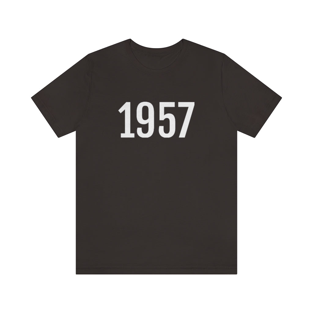 T-Shirt with Number 1957 On | Numbered Tee Brown T-Shirt Petrova Designs