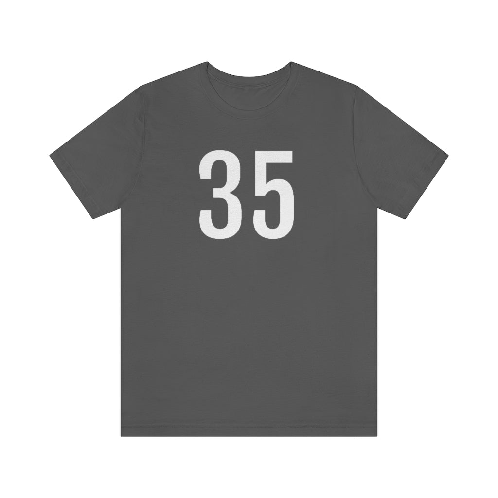 T-Shirt with Number 35 On | Numbered Tee Asphalt T-Shirt Petrova Designs
