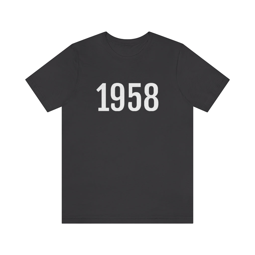 T-Shirt with Number 1958 On | Numbered Tee Dark Grey T-Shirt Petrova Designs