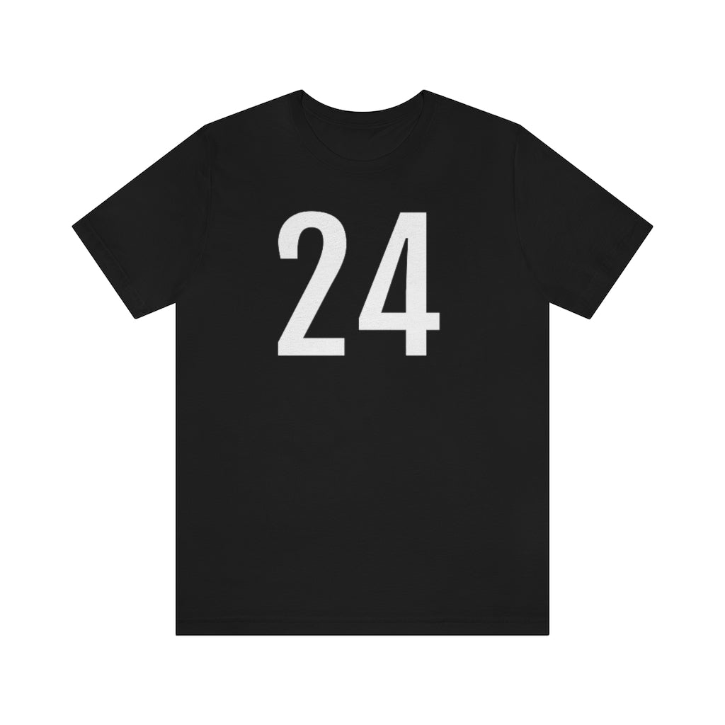T-Shirt with Number 24 On | Numbered Tee Black T-Shirt Petrova Designs