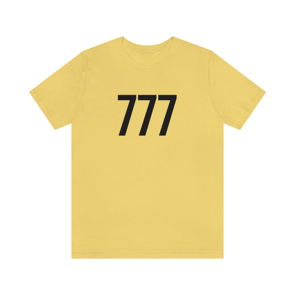 T-Shirt with Number 777 On | Numbered Tee Yellow T-Shirt Petrova Designs