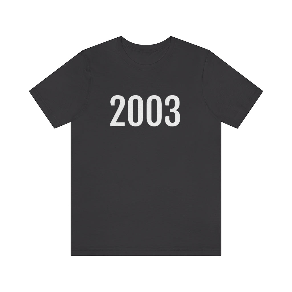 T-Shirt with Number 2003 On | Numbered Tee Dark Grey T-Shirt Petrova Designs