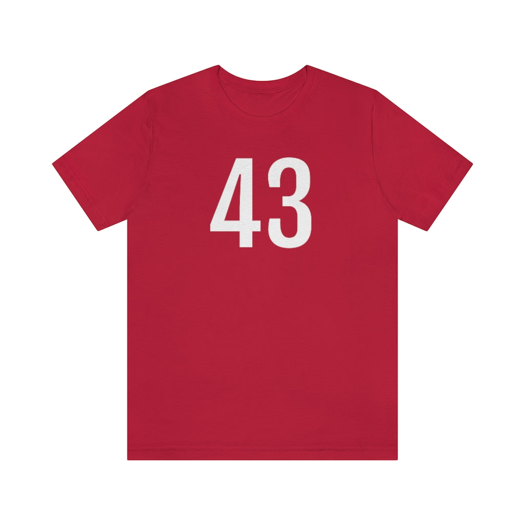 T-Shirt with Number 43 On | Numbered Tee Red T-Shirt Petrova Designs