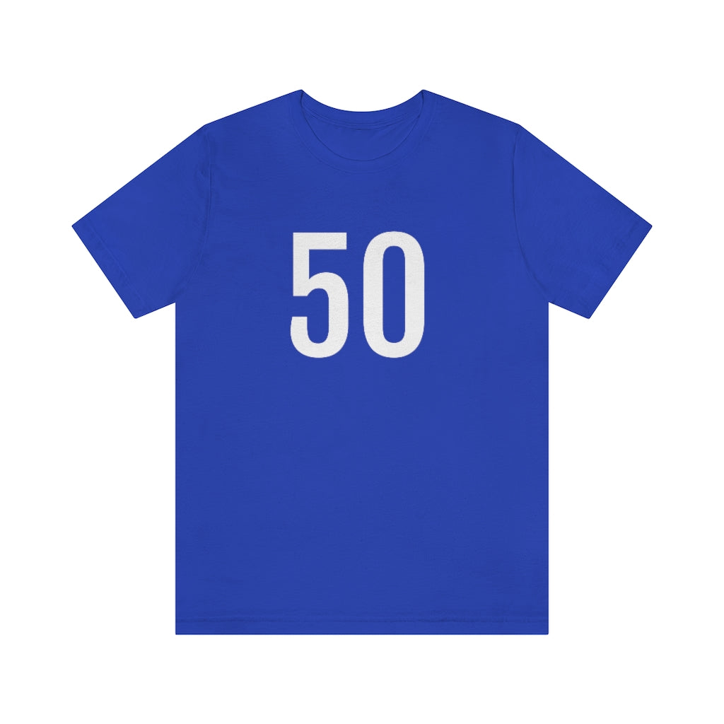 T-Shirt with Number 50 On | Numbered Tee True Royal T-Shirt Petrova Designs
