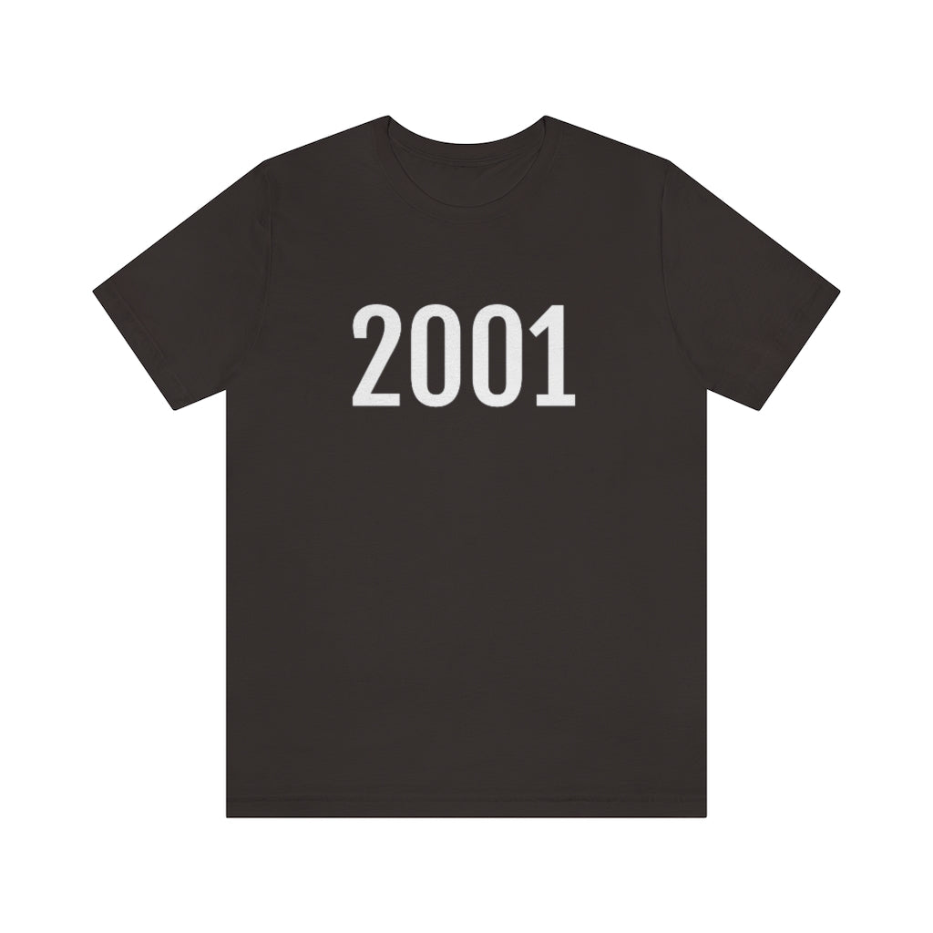 T-Shirt with Number 2001 On | Numbered Tee Brown T-Shirt Petrova Designs
