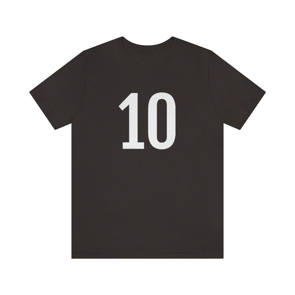T-Shirt with Number 10 On | Numbered Tee Brown T-Shirt Petrova Designs