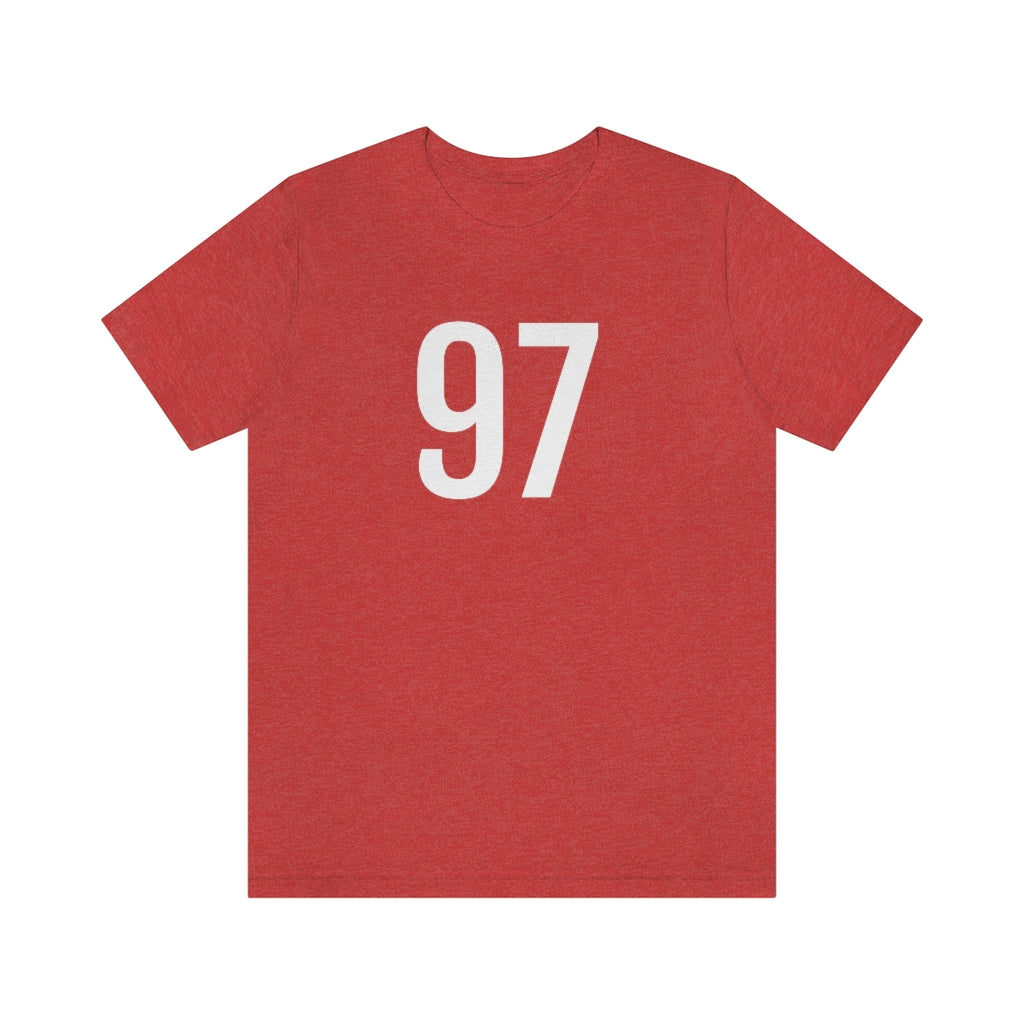 T-Shirt with Number 97 On | Numbered Tee Heather Red T-Shirt Petrova Designs