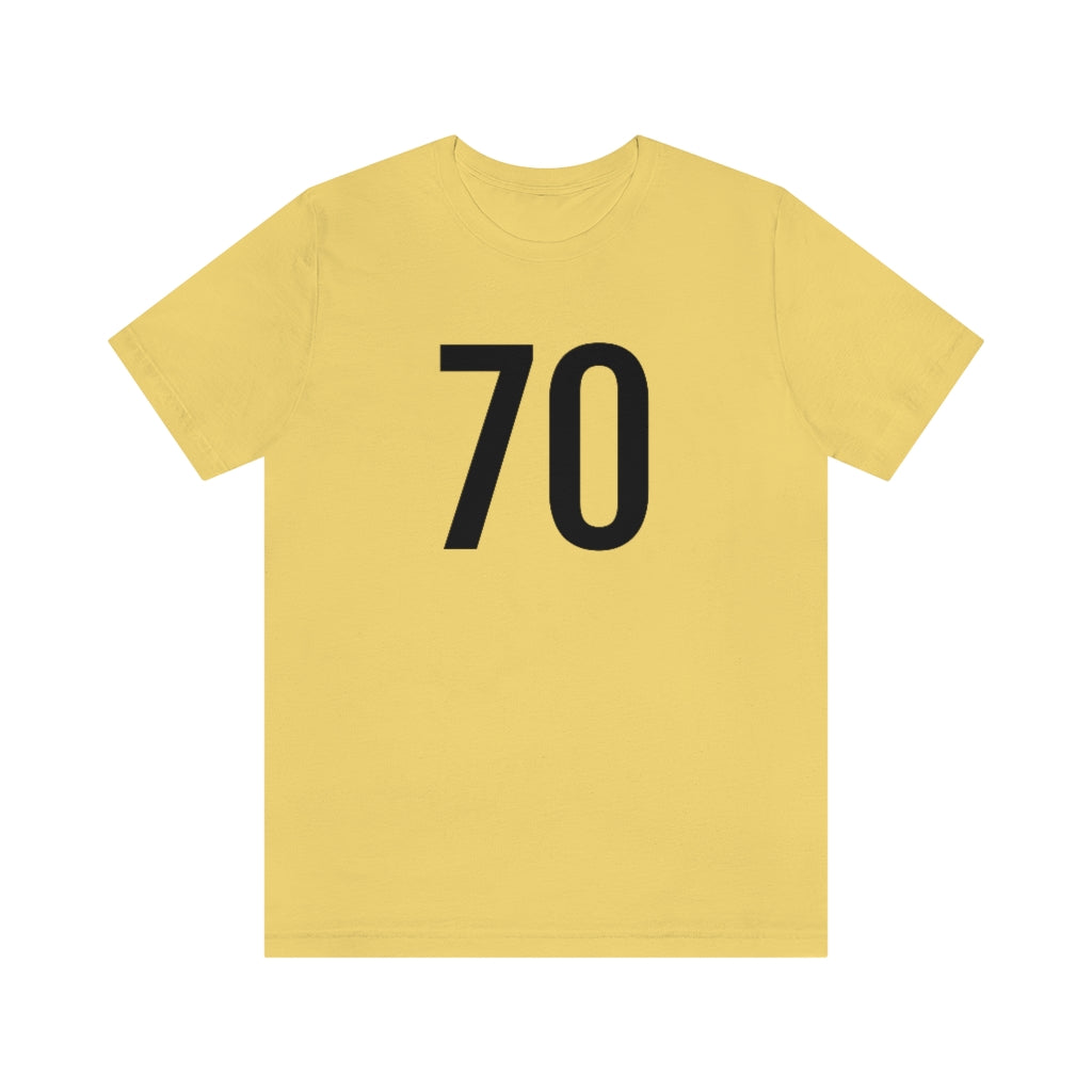 T-Shirt with Number 70 On | Numbered Tee Yellow T-Shirt Petrova Designs