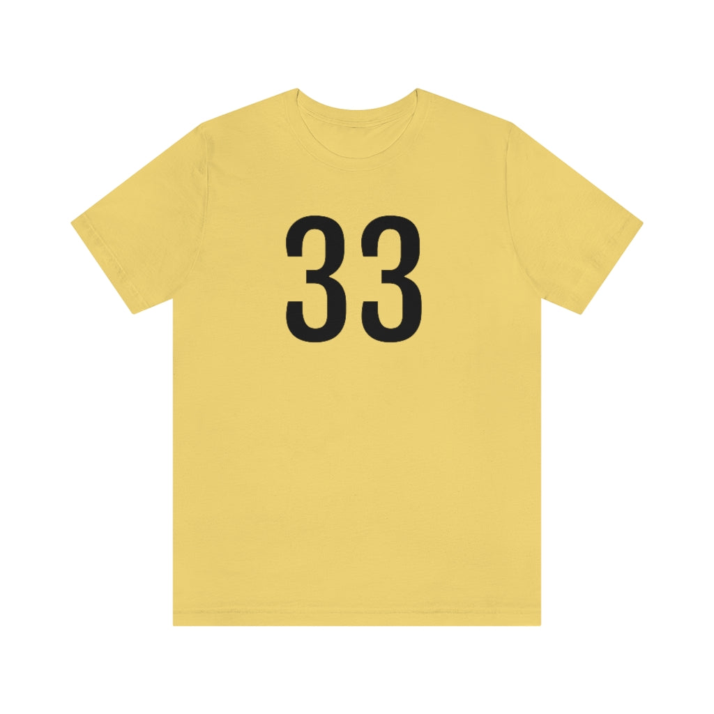 T-Shirt with Number 33 On | Numbered Tee Yellow T-Shirt Petrova Designs