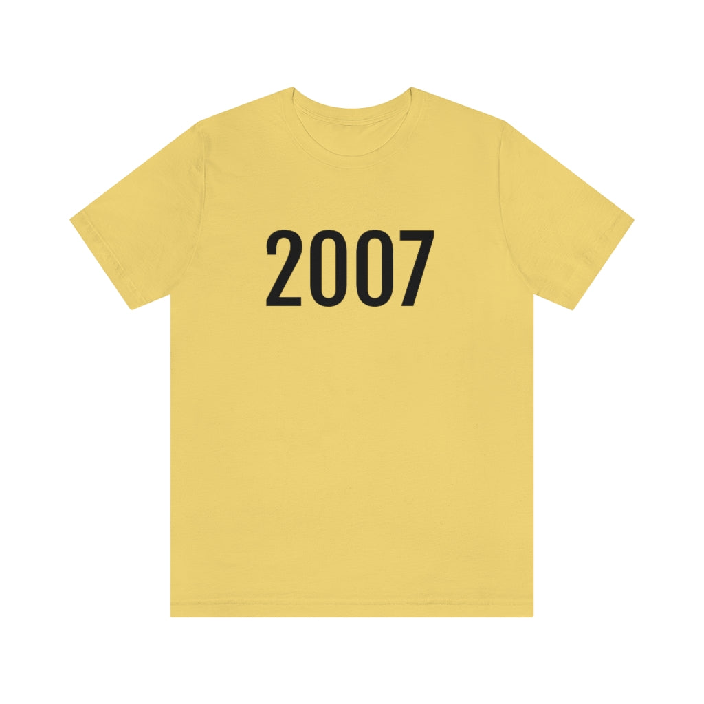T-Shirt with Number 2007 On | Numbered Tee Yellow T-Shirt Petrova Designs