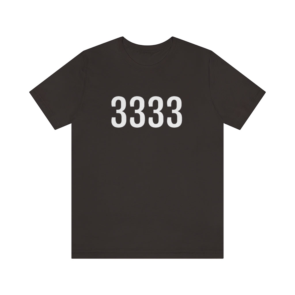 T-Shirt with Number 3333 On | Numbered Tee Brown T-Shirt Petrova Designs