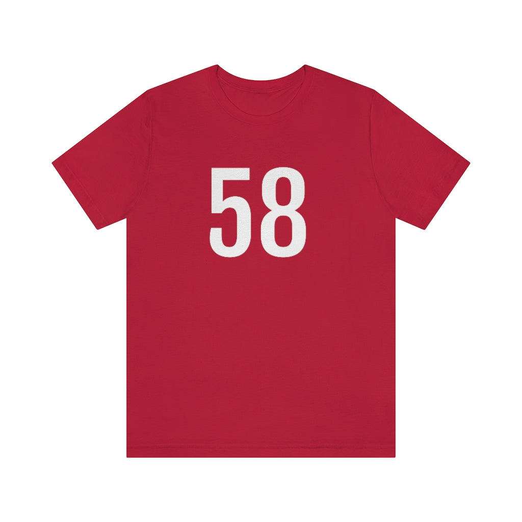 T-Shirt with Number 58 On | Numbered Tee Red T-Shirt Petrova Designs