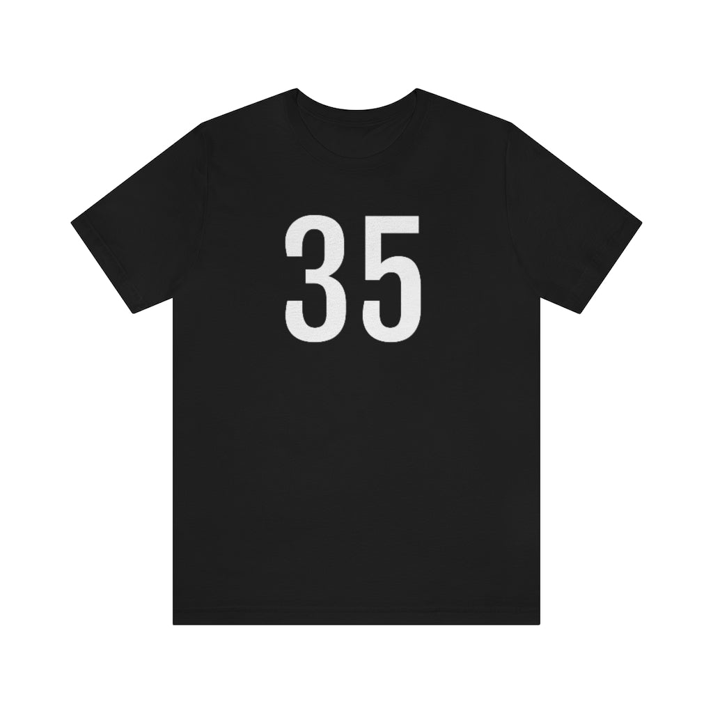 T-Shirt with Number 35 On | Numbered Tee Black T-Shirt Petrova Designs