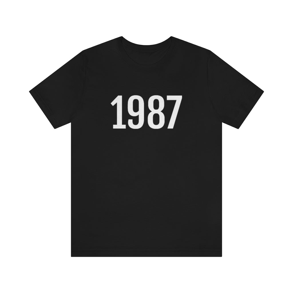T-Shirt with Number 1987 On | Numbered Tee Black T-Shirt Petrova Designs
