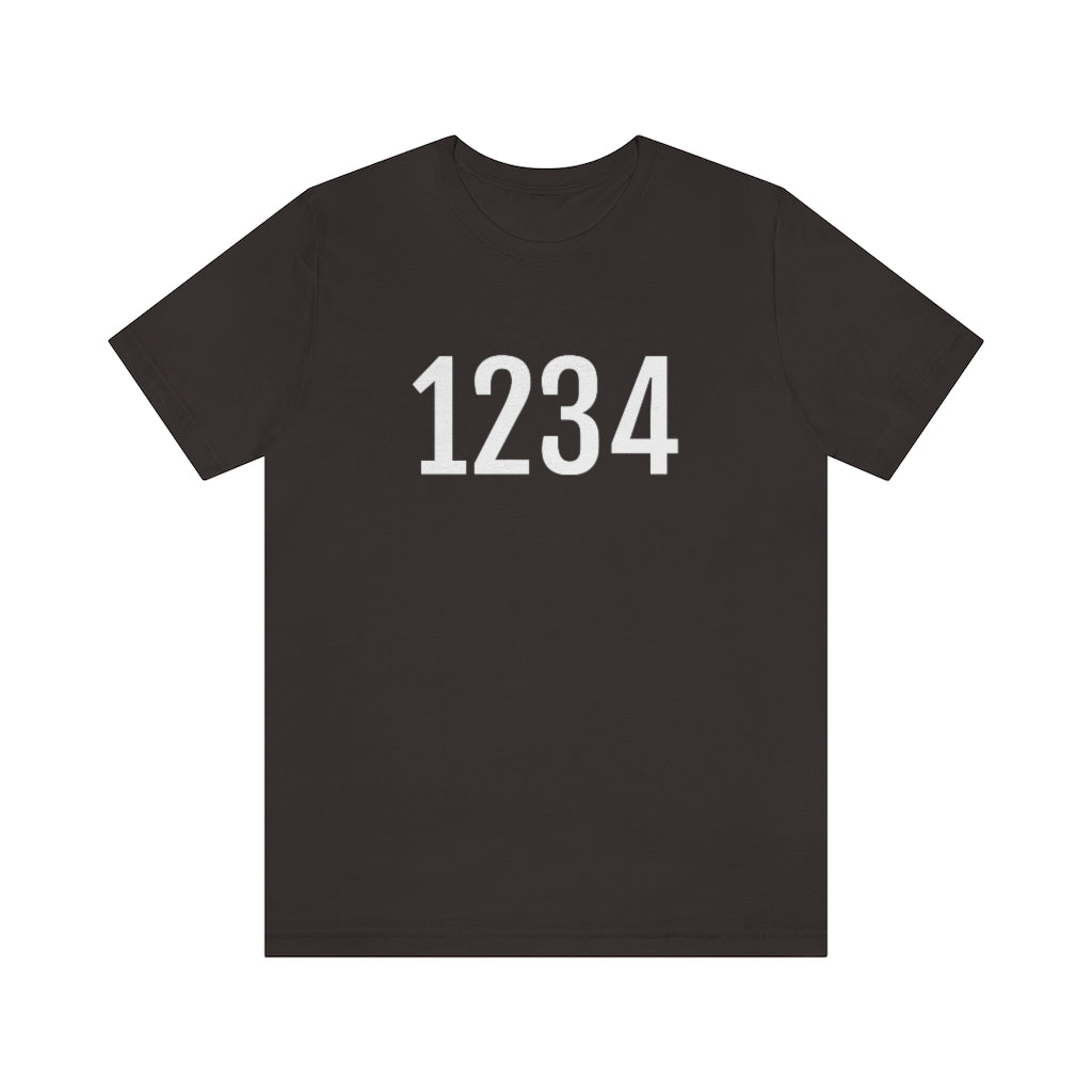T-Shirt with Number 1234 On | Numbered Tee Brown T-Shirt Petrova Designs
