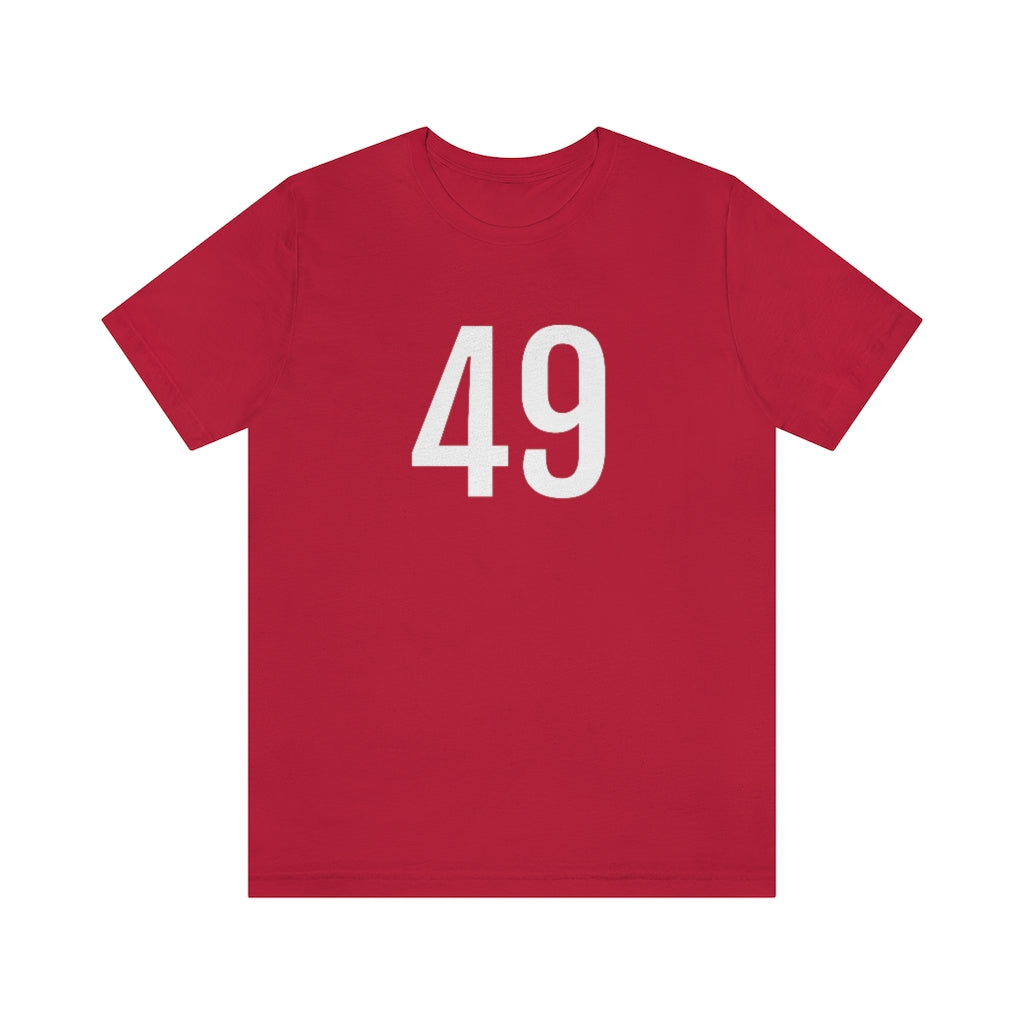 T-Shirt with Number 49 On | Numbered Tee Red T-Shirt Petrova Designs