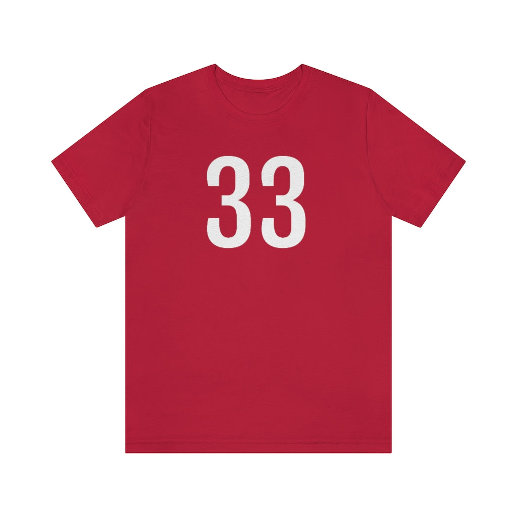 T-Shirt with Number 33 On | Numbered Tee Red T-Shirt Petrova Designs