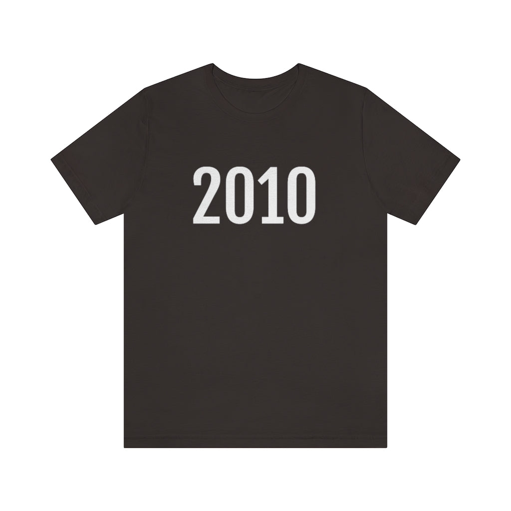 T-Shirt with Number 2010 On | Numbered Tee Brown T-Shirt Petrova Designs