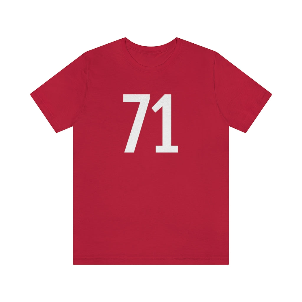 T-Shirt with Number 71 On | Numbered Tee Red T-Shirt Petrova Designs