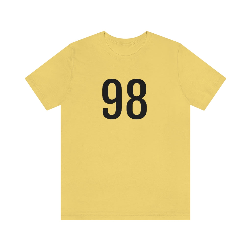 T-Shirt with Number 98 On | Numbered Tee Yellow T-Shirt Petrova Designs