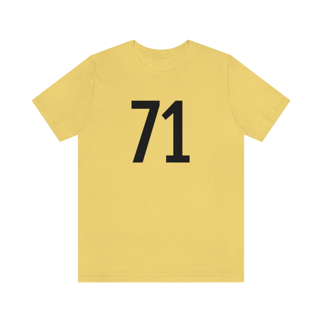 T-Shirt with Number 71 On | Numbered Tee Yellow T-Shirt Petrova Designs