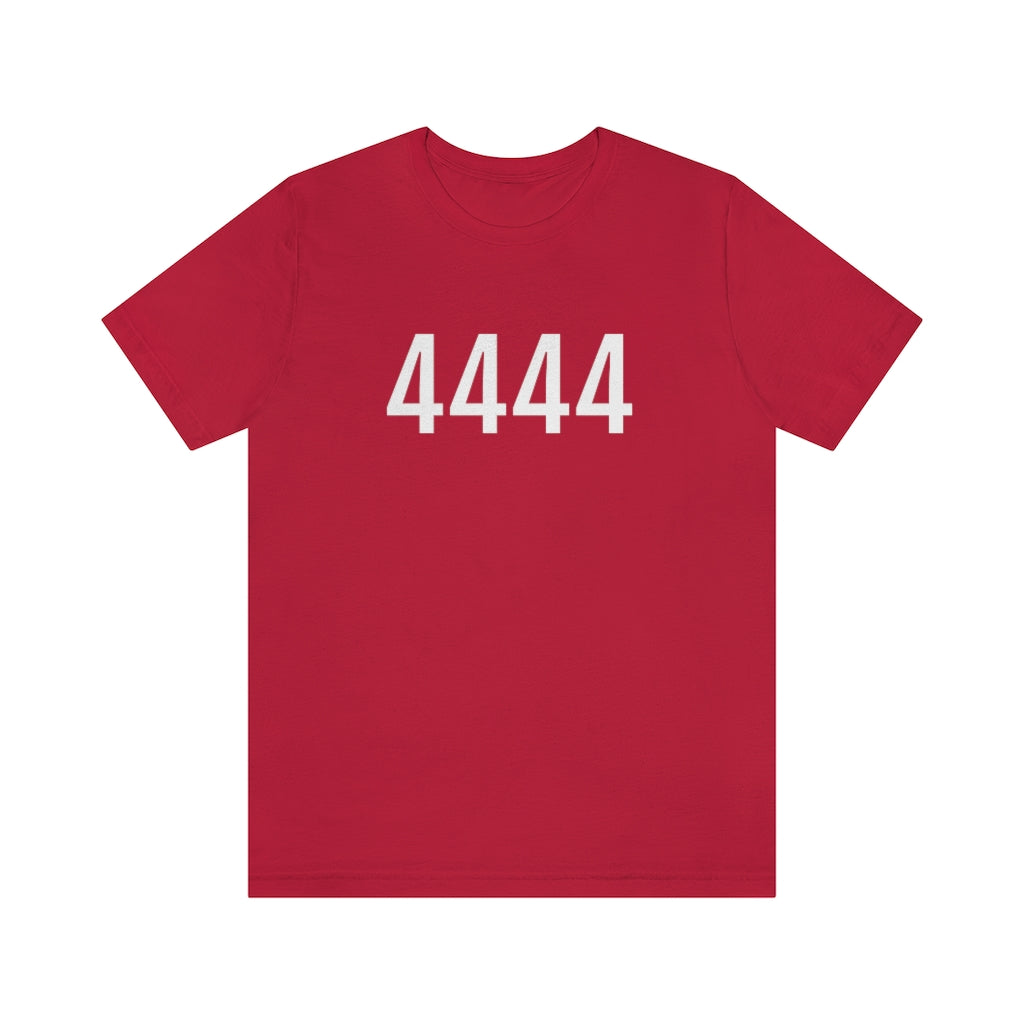 T-Shirt with Number 4444 On | Numbered Tee Red T-Shirt Petrova Designs