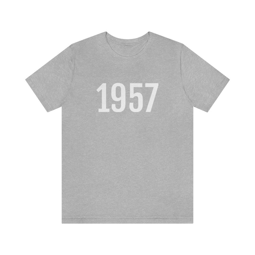 T-Shirt with Number 1957 On | Numbered Tee Athletic Heather T-Shirt Petrova Designs