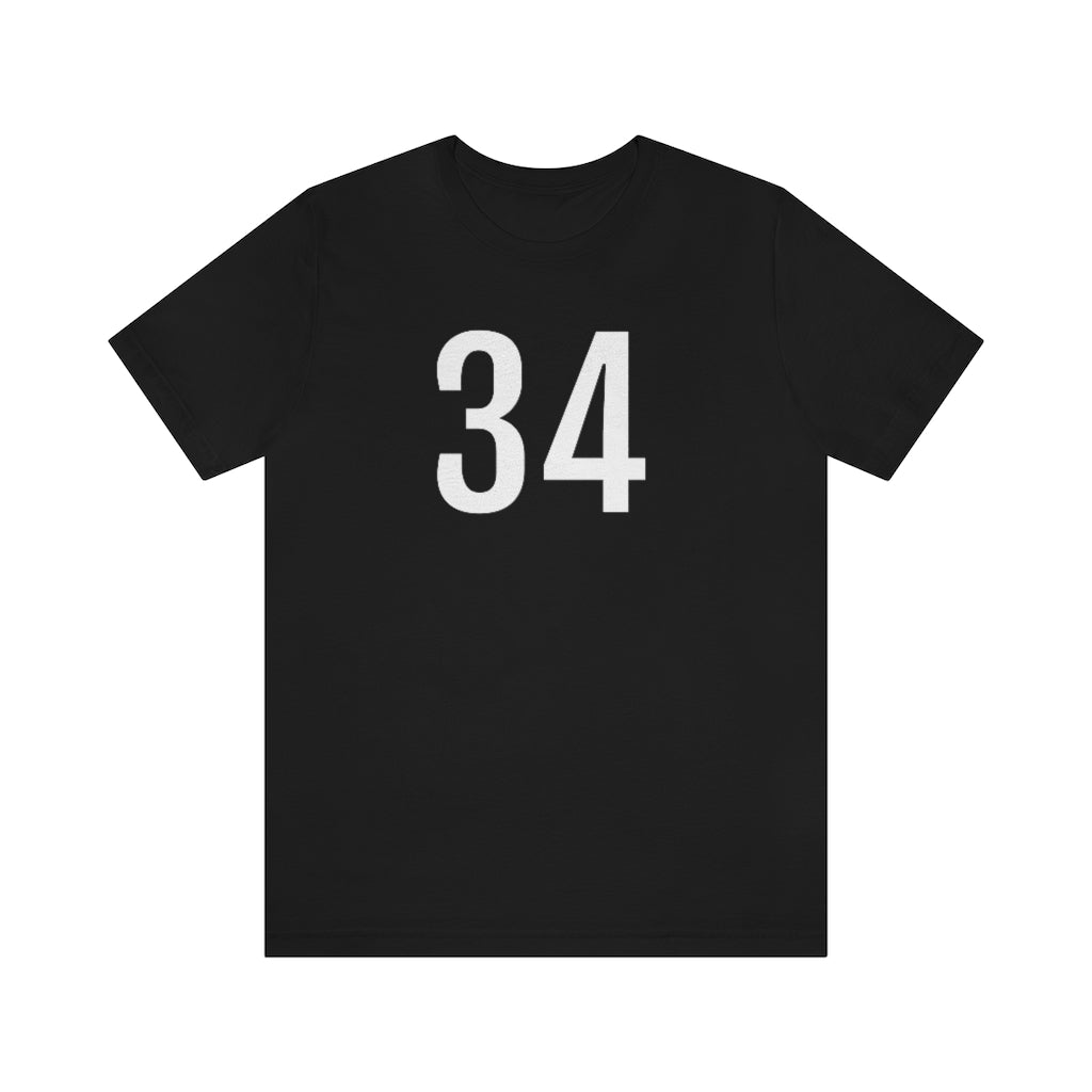 T-Shirt with Number 34 On | Numbered Tee Black T-Shirt Petrova Designs