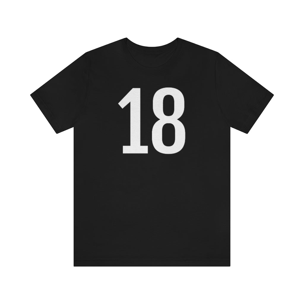 T-Shirt with Number 18 On | Numbered Tee Black T-Shirt Petrova Designs