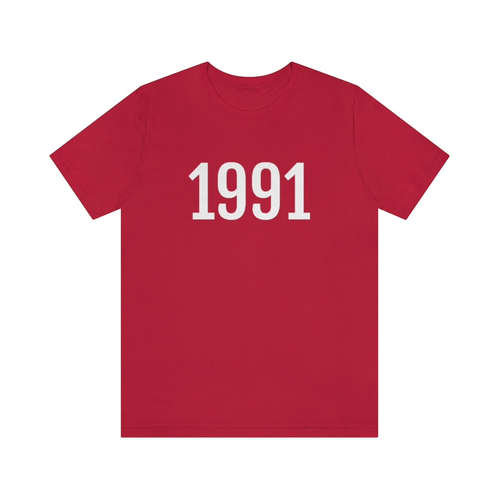T-Shirt with Number 1991 On | Numbered Tee Red T-Shirt Petrova Designs