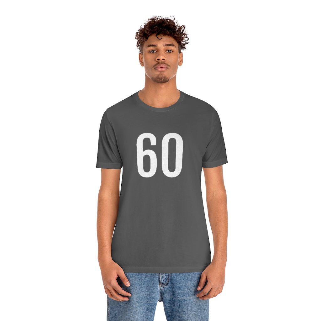 T-Shirt with Number 60 On | Numbered Tee T-Shirt Petrova Designs