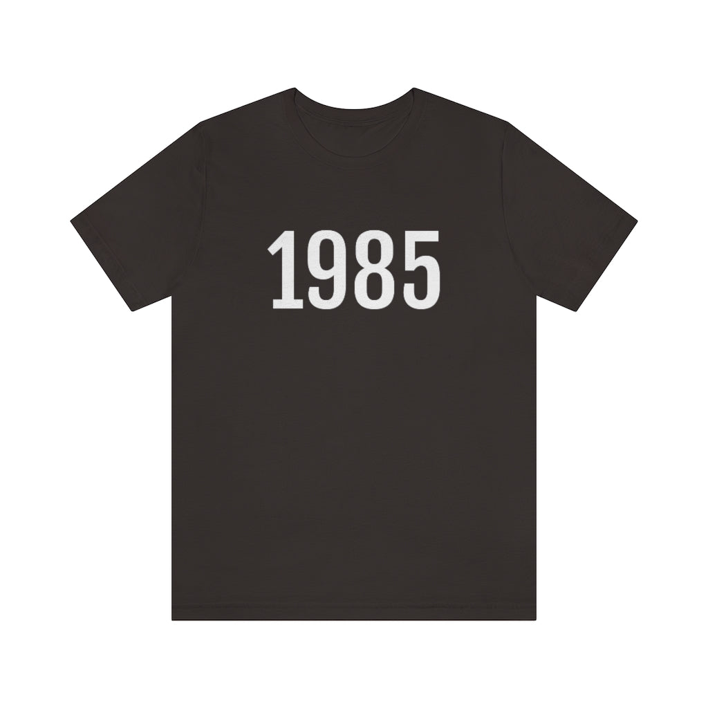 T-Shirt with Number 1985 On | Numbered Tee Brown T-Shirt Petrova Designs