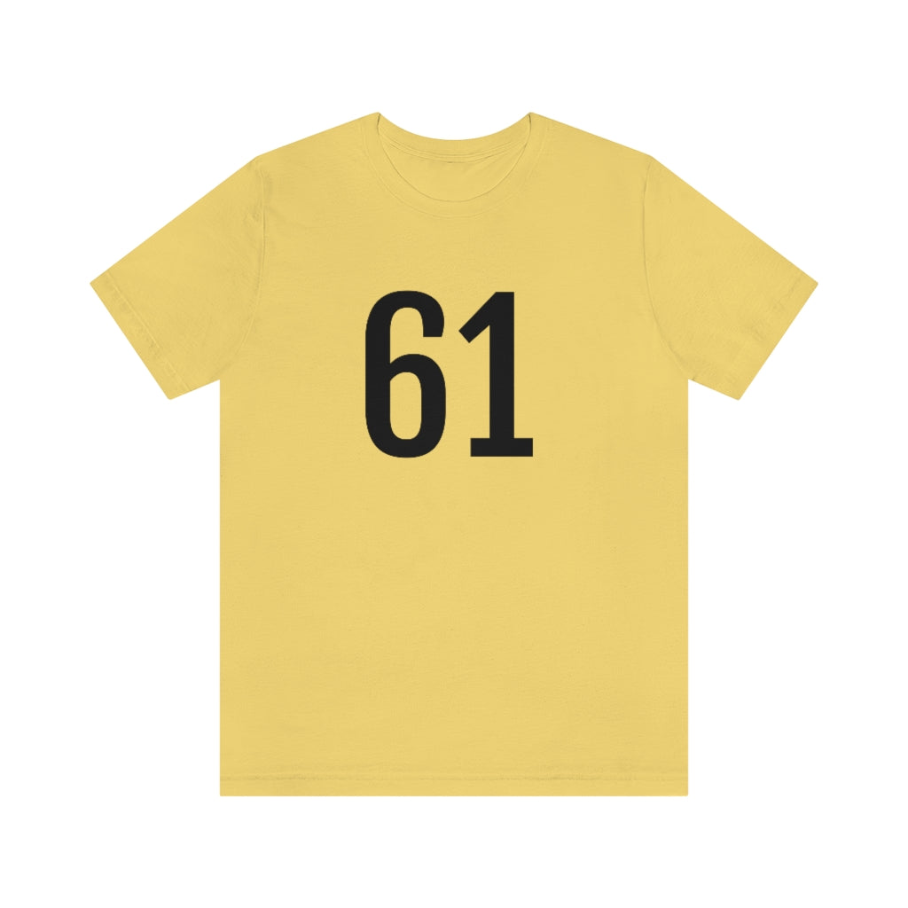 T-Shirt with Number 61 On | Numbered Tee Yellow T-Shirt Petrova Designs