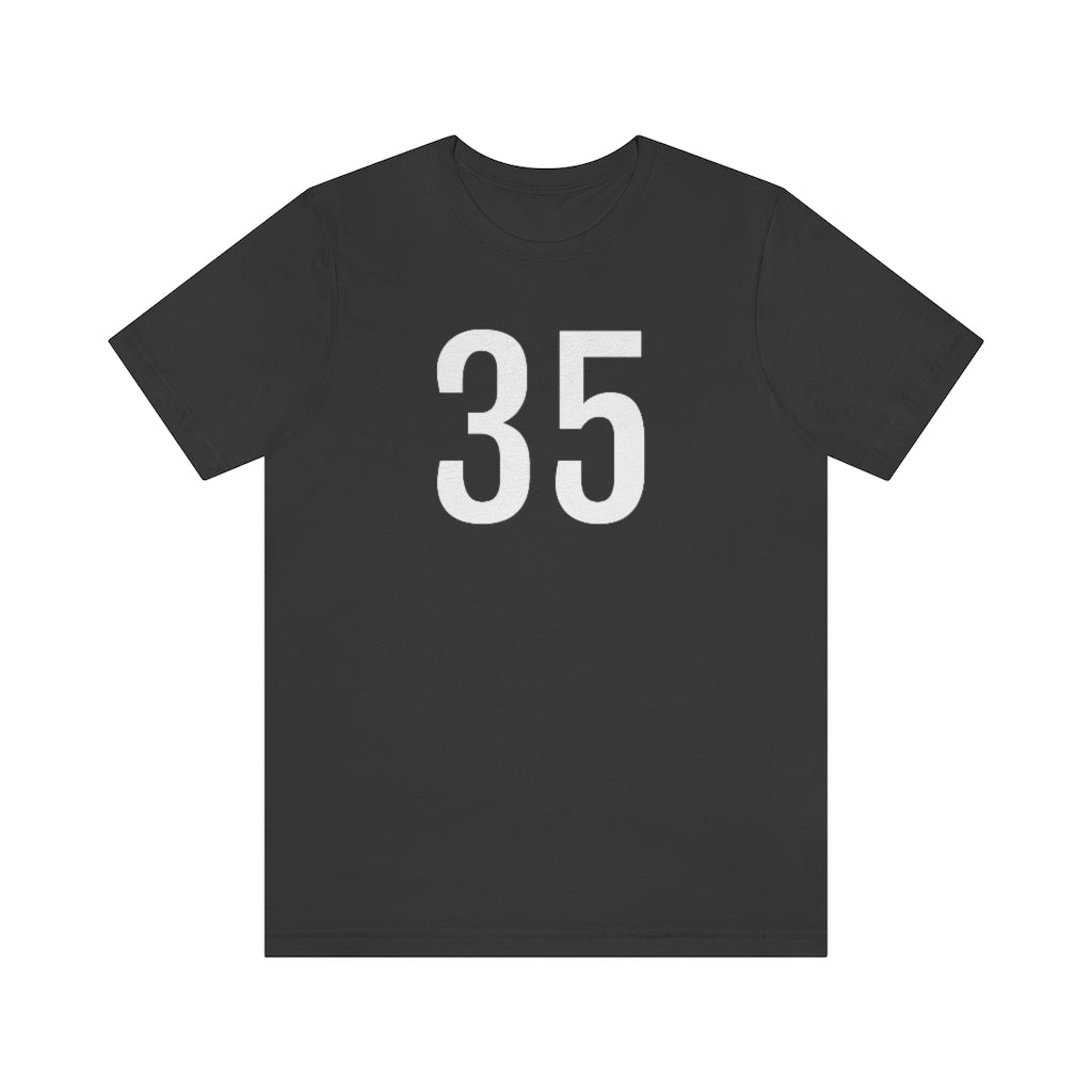 T-Shirt with Number 35 On | Numbered Tee Dark Grey T-Shirt Petrova Designs