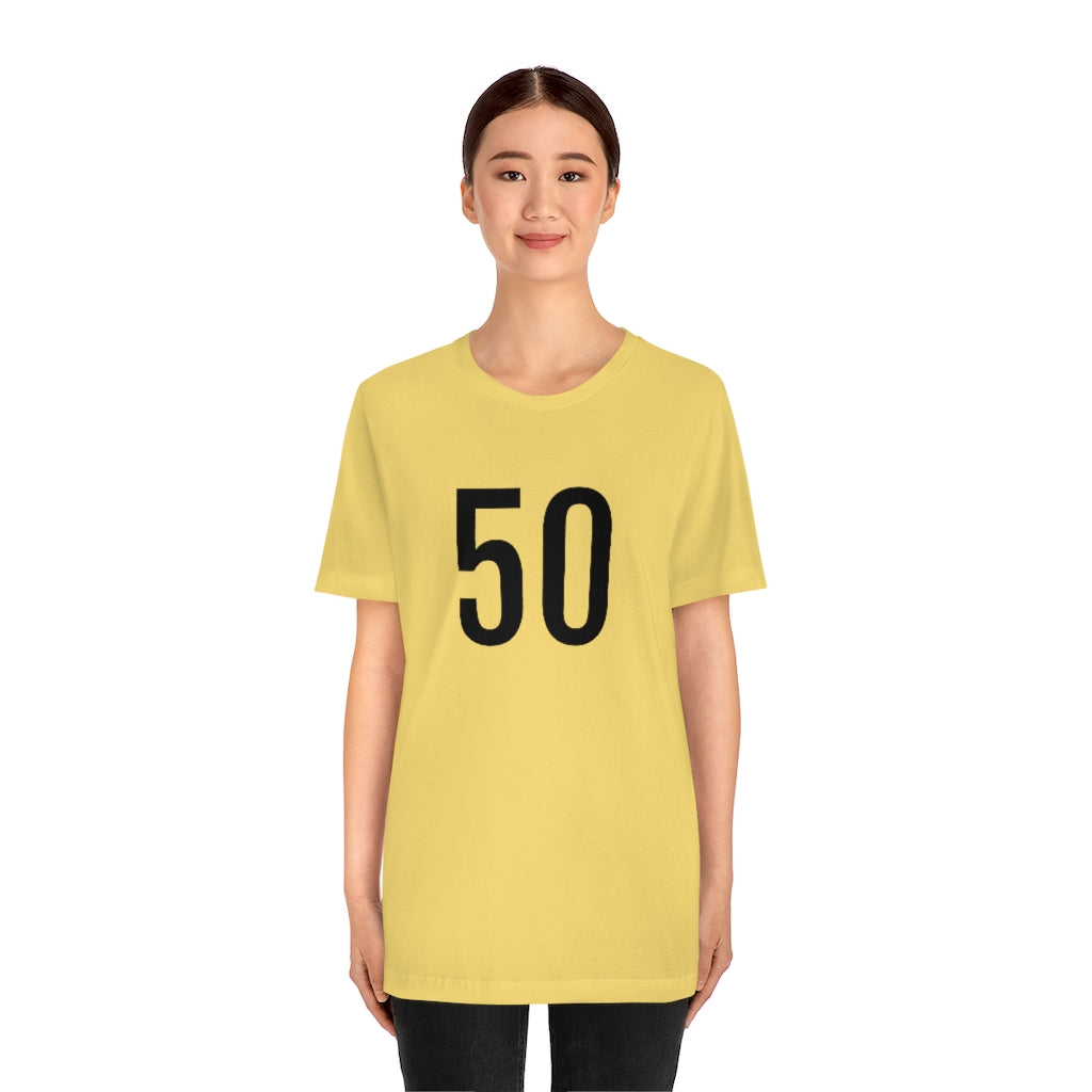 T-Shirt with Number 50 On | Numbered Tee T-Shirt Petrova Designs