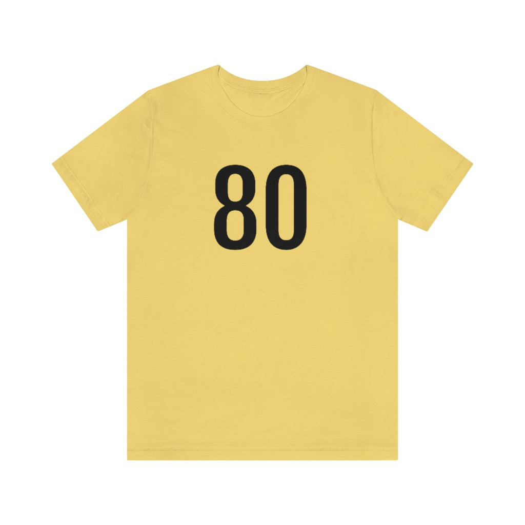 T-Shirt with Number 80 On | Numbered Tee Yellow T-Shirt Petrova Designs
