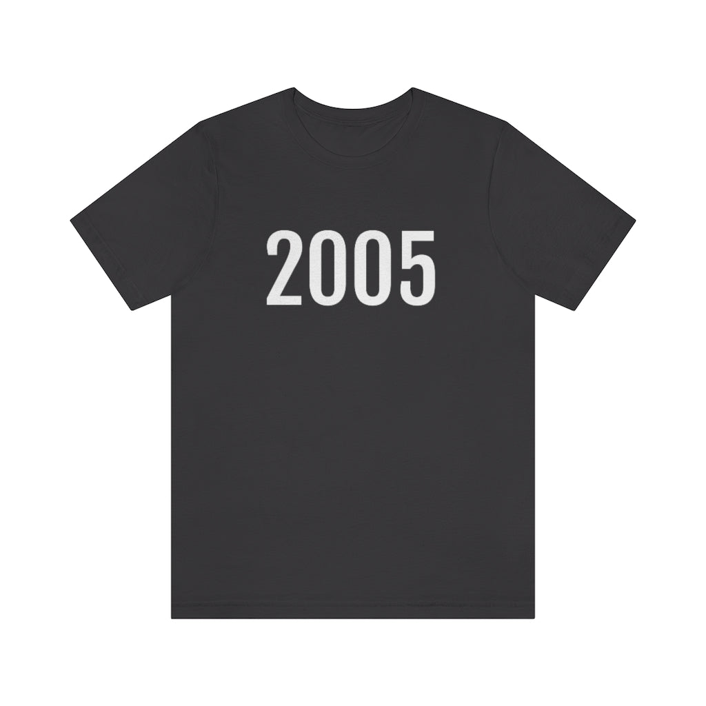 T-Shirt with Number 2005 On | Numbered Tee Dark Grey T-Shirt Petrova Designs
