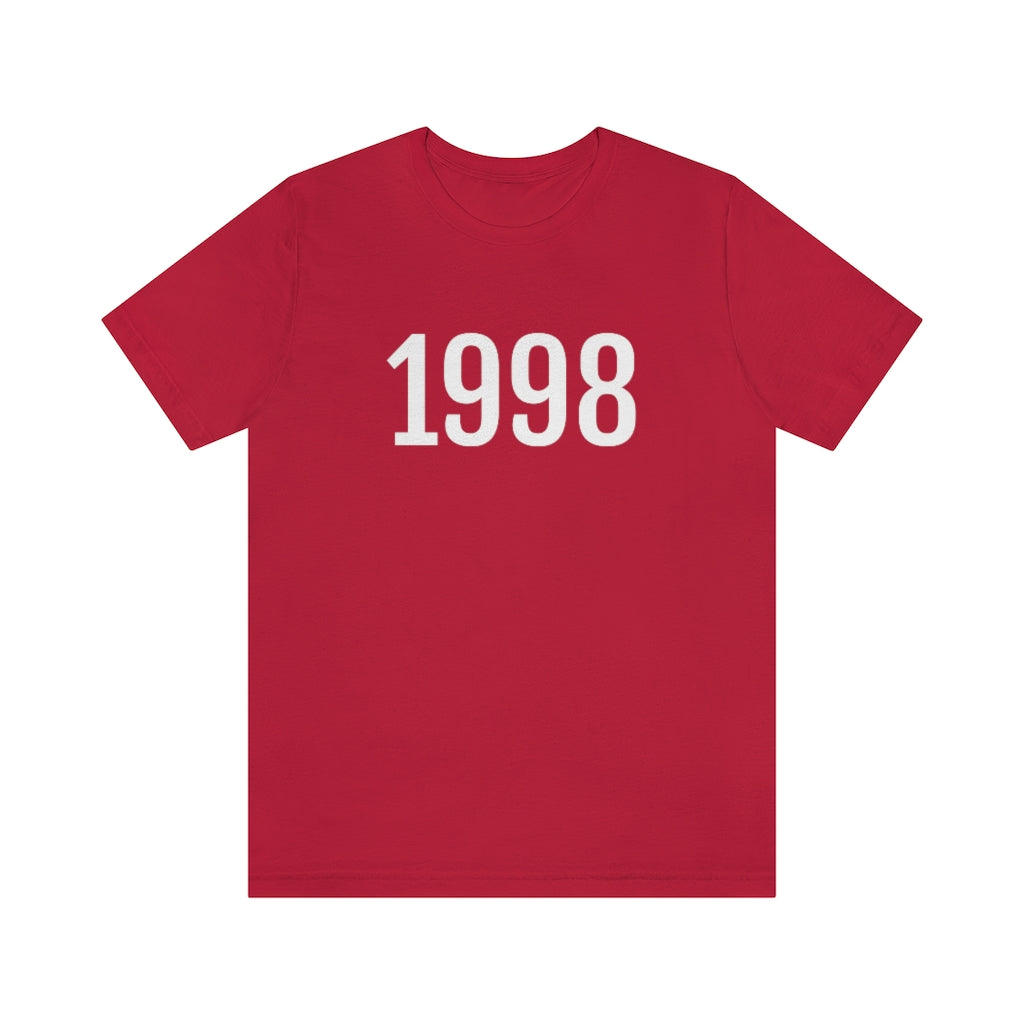 T-Shirt with Number 1998 On | Numbered Tee Red T-Shirt Petrova Designs