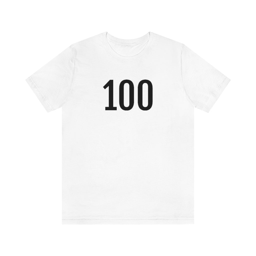 T-Shirt with Number 100 On | Numbered Tee White T-Shirt Petrova Designs
