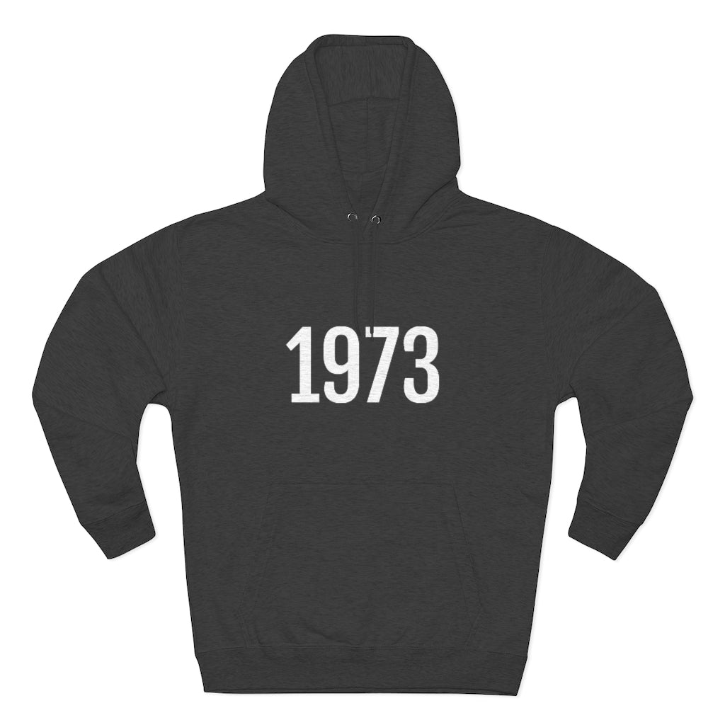Number 1973 Hoodie | 1973 Sweatshirt with Number On Charcoal Heather Hoodie Petrova Designs