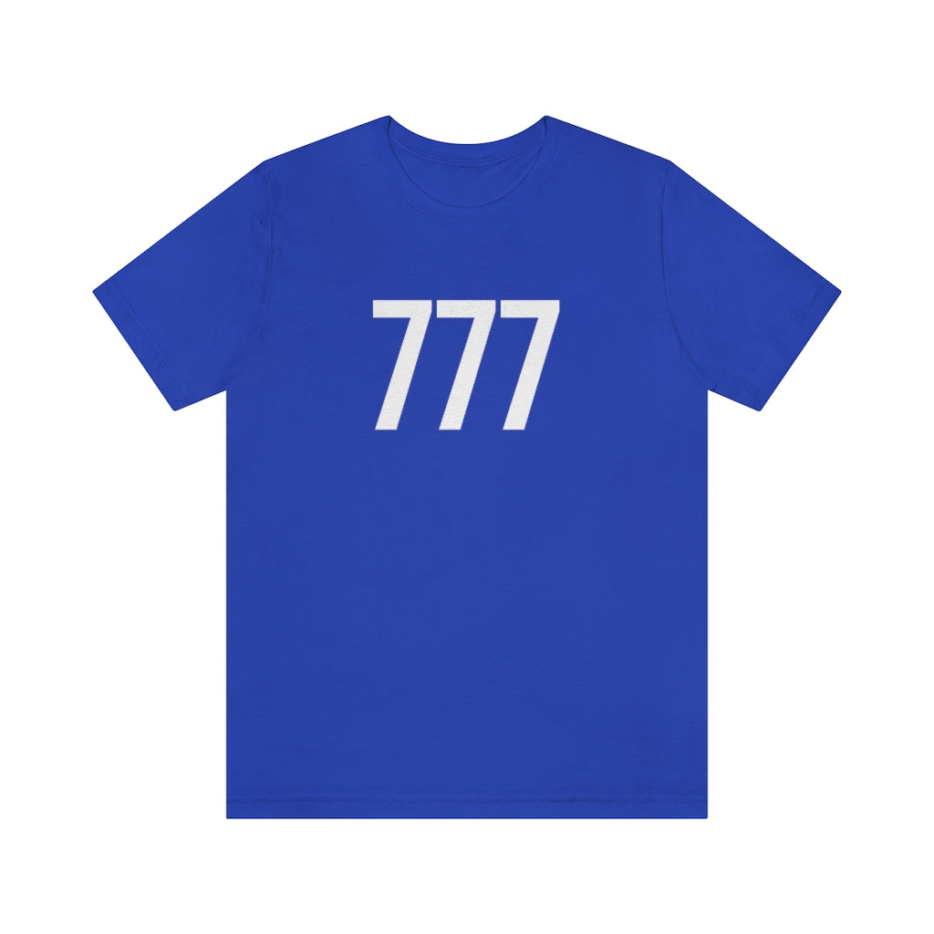T-Shirt with Number 777 On | Numbered Tee True Royal T-Shirt Petrova Designs