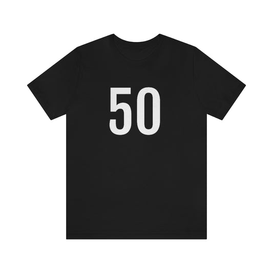 T-Shirt with Number 50 On | Numbered Tee Black T-Shirt Petrova Designs
