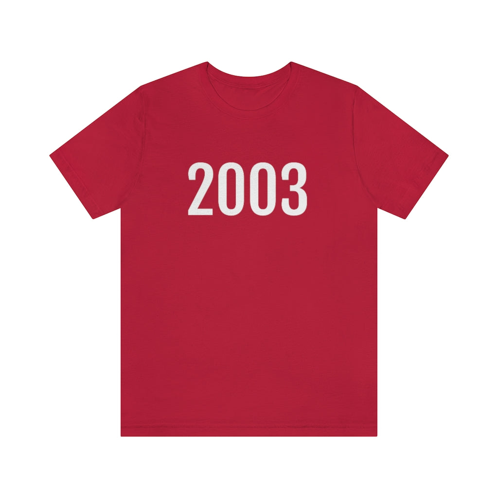 T-Shirt with Number 2003 On | Numbered Tee Red T-Shirt Petrova Designs