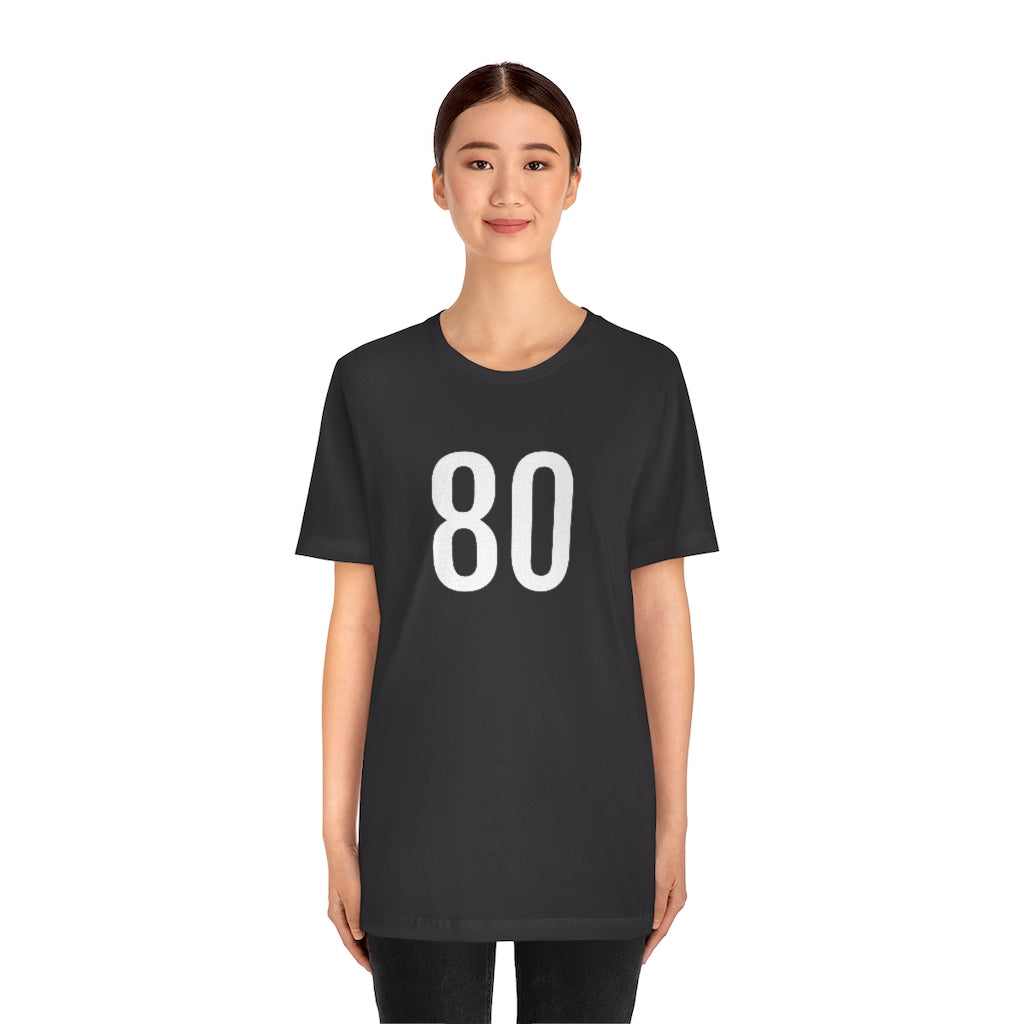 T-Shirt with Number 80 On | Numbered Tee T-Shirt Petrova Designs