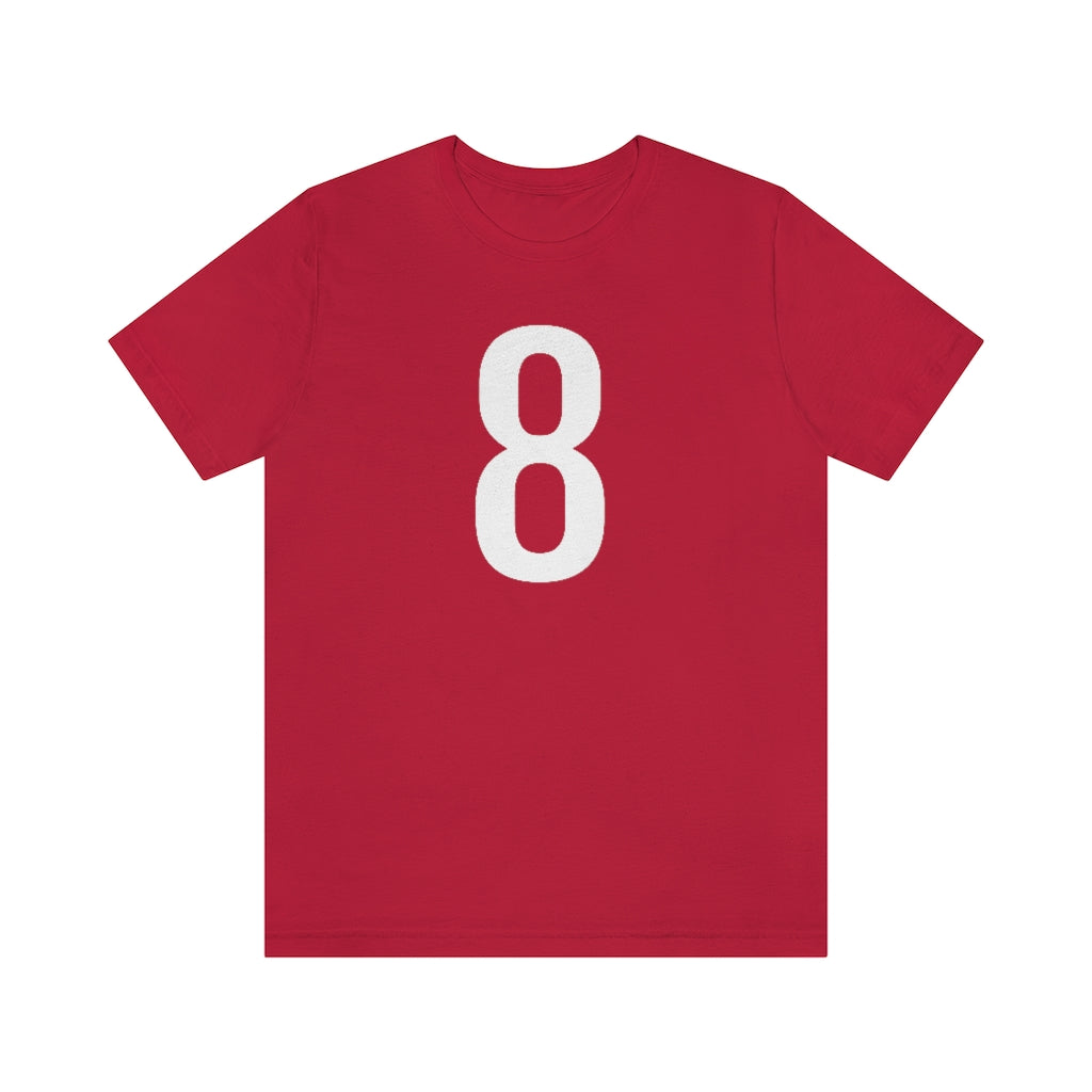 T-Shirt with Number 8 On | Numbered Tee Red T-Shirt Petrova Designs