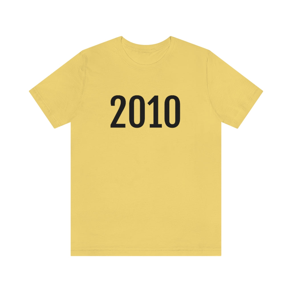 T-Shirt with Number 2010 On | Numbered Tee Yellow T-Shirt Petrova Designs