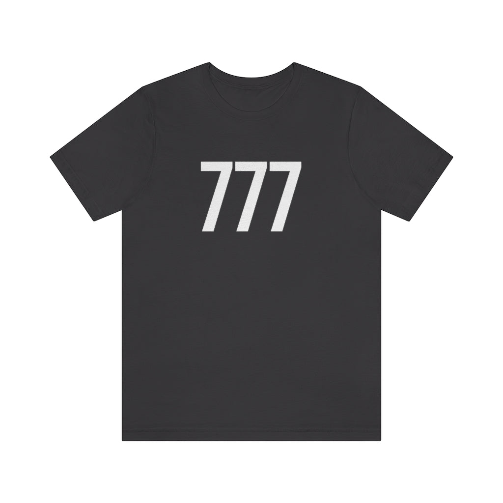 T-Shirt with Number 777 On | Numbered Tee Dark Grey T-Shirt Petrova Designs