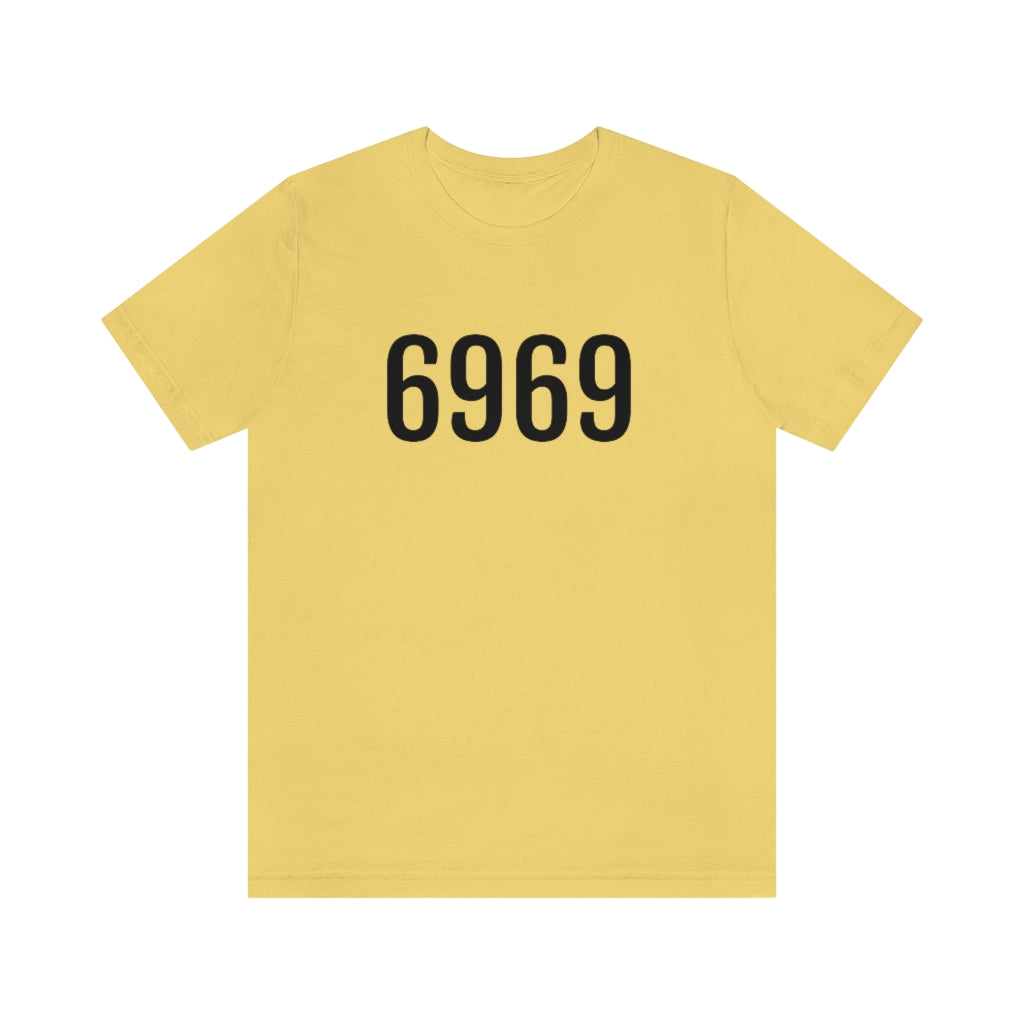 T-Shirt with Number 6969 On | Numbered Tee Yellow T-Shirt Petrova Designs