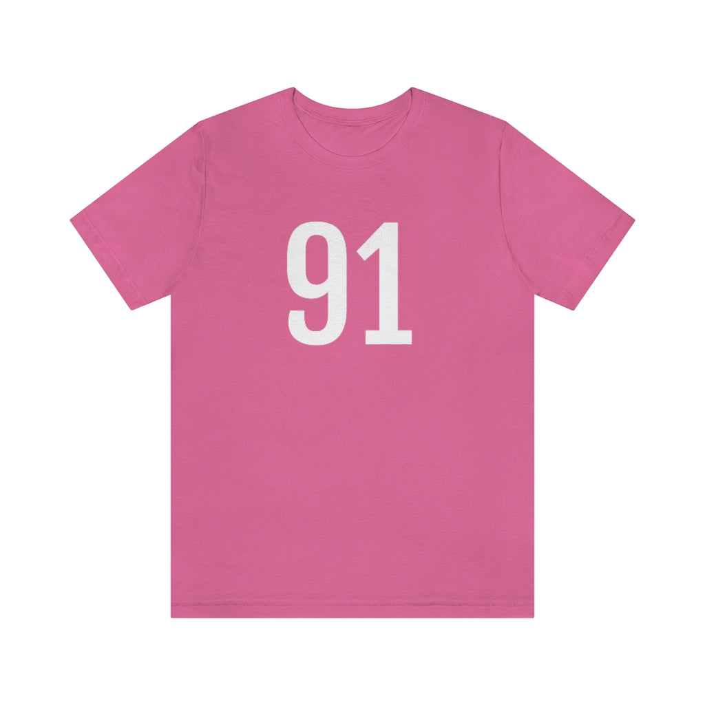 T-Shirt with Number 91 On | Numbered Tee Charity Pink T-Shirt Petrova Designs