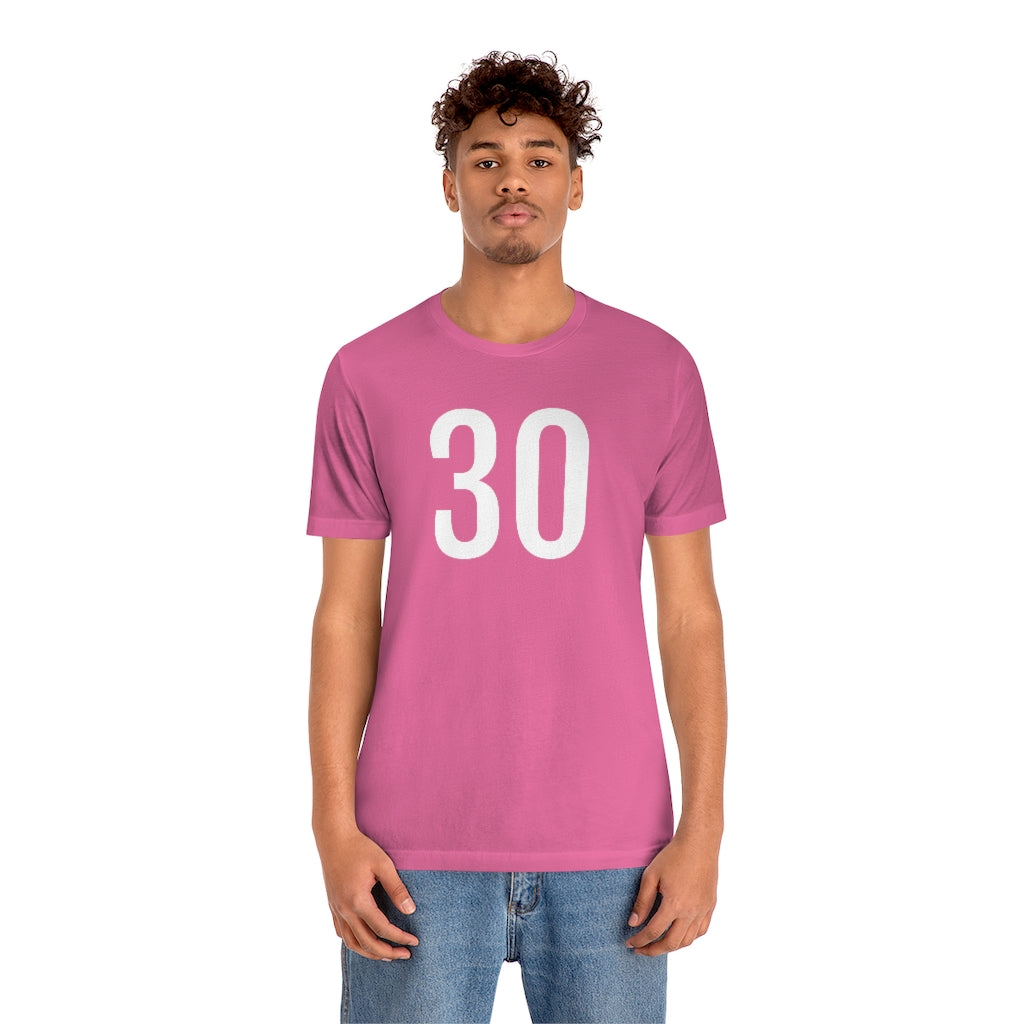 T-Shirt with Number 30 On | Numbered Tee T-Shirt Petrova Designs